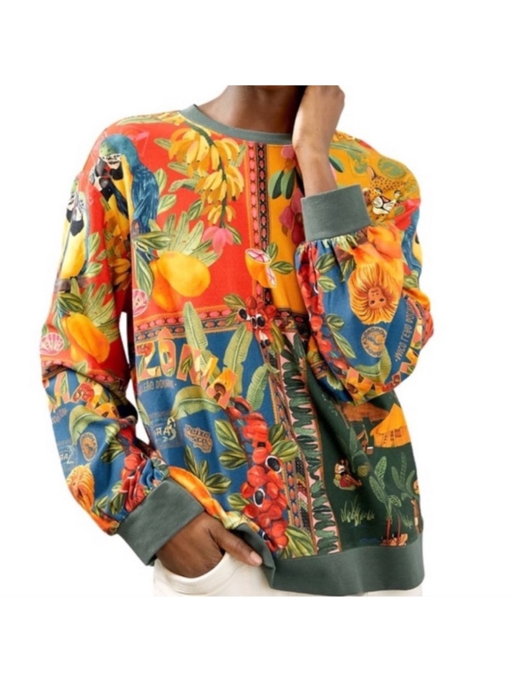 Farm Rio mixed print sweatshirt - size  XS 🏝️ - Picture 4 of 6